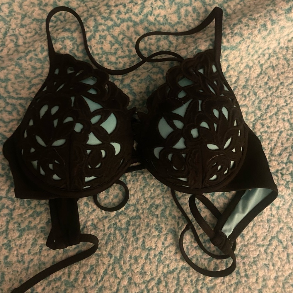 Black and Teal 34A Bikini Top Shade & Shore